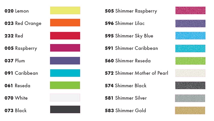 Fashion Liner Color Chart